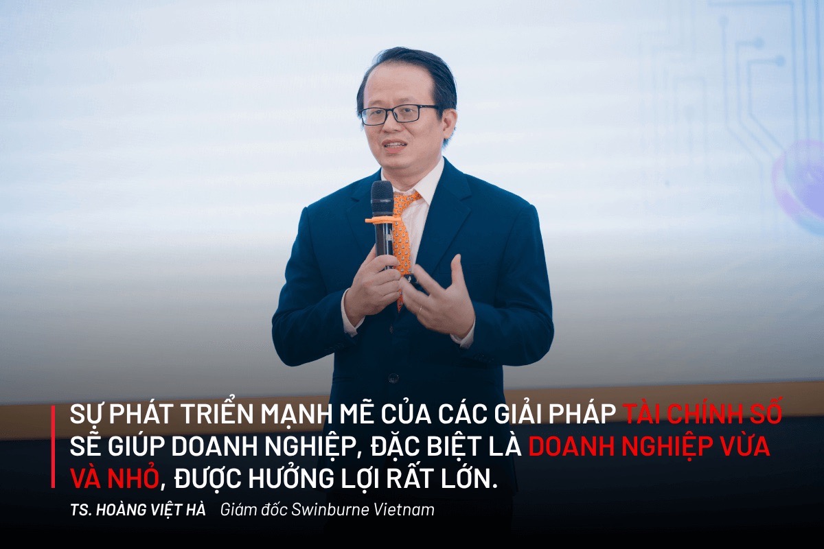 TS. Hoàng Việt Hà, Giám đốc Swinburne Vietnam & Chủ tịch Hội thảo, phát biểu khai mạc Fintech 2025