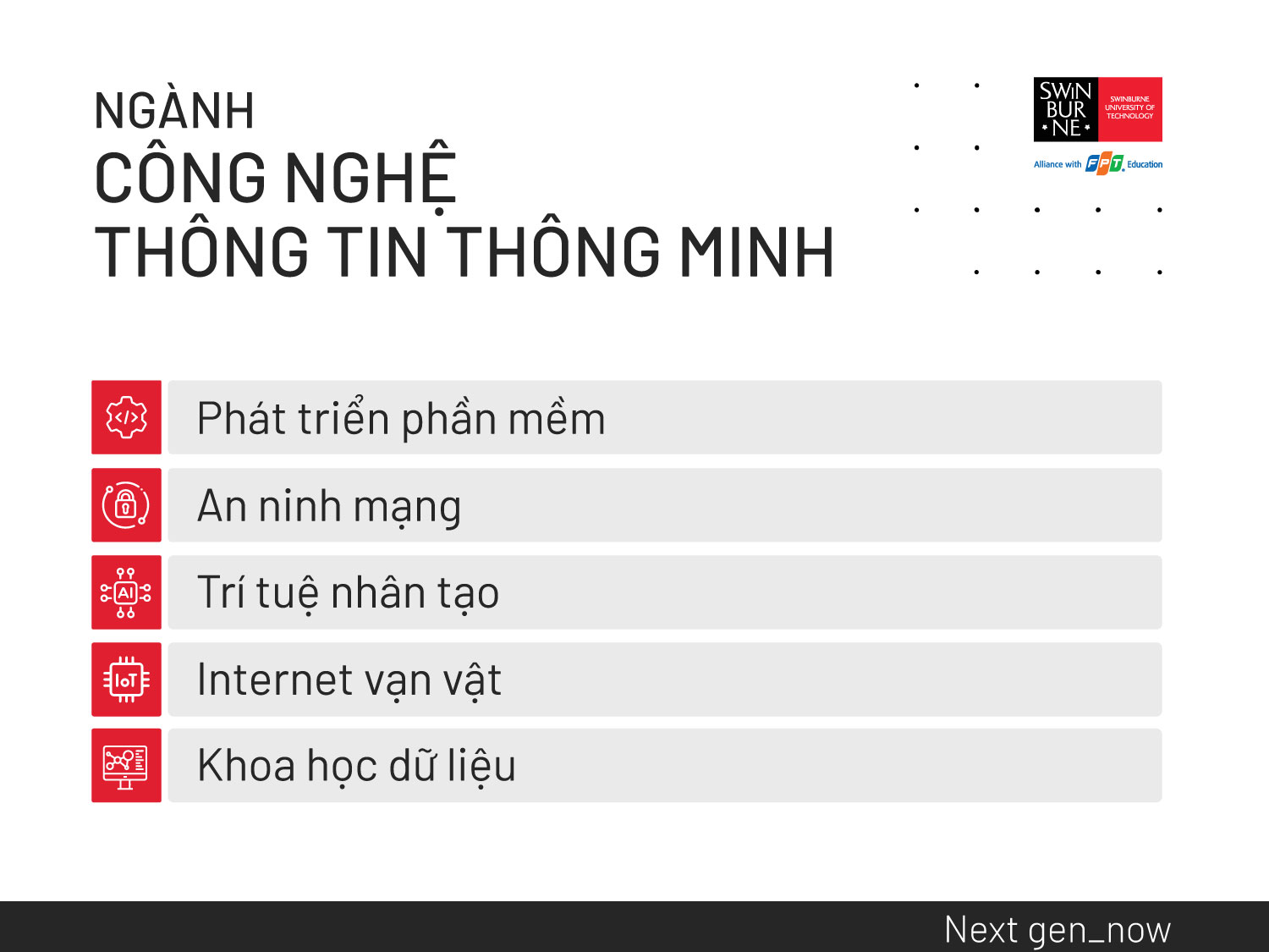 Các chuyên ngành đào tạo thuộc ngành Công nghệ thông tin thông minh tại Swinburne Vietnam