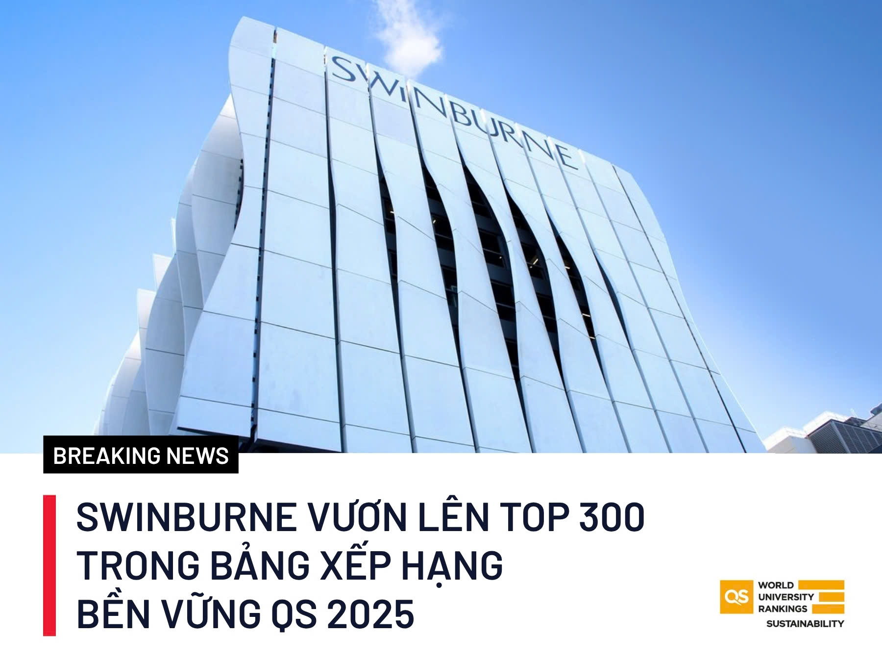 Swinburne xếp hạng 270 trong BXH Bền vững QS 2025